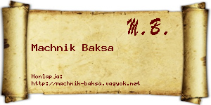 Machnik Baksa névjegykártya
